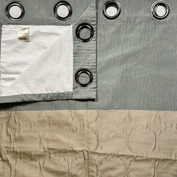 Studio JCP Champagne Gold & Blue/Gray Shower Curtains 2 Panels 49” x 80” - Picture 2 of 7